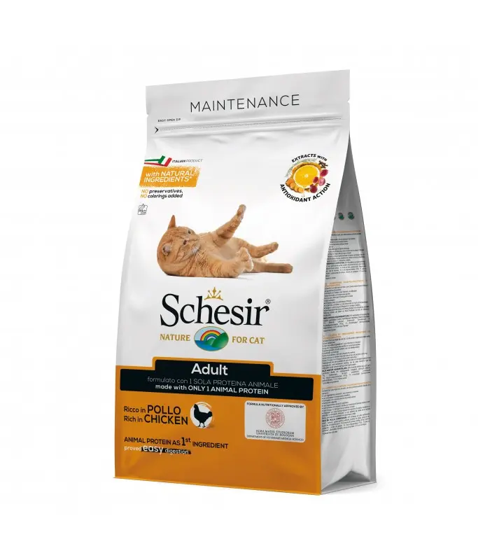 Schesir Cat Dry Food Maintenance with Chicken-Adult[Weight - 10kg] (1.5 kg)