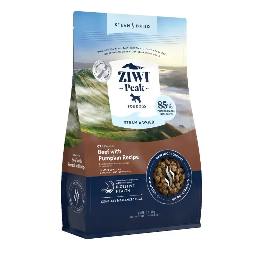 ZIWI Peak Steam & Dried Grass-Fed Beef with Pumpkin Recipe Dry Dog Food 1.5kg