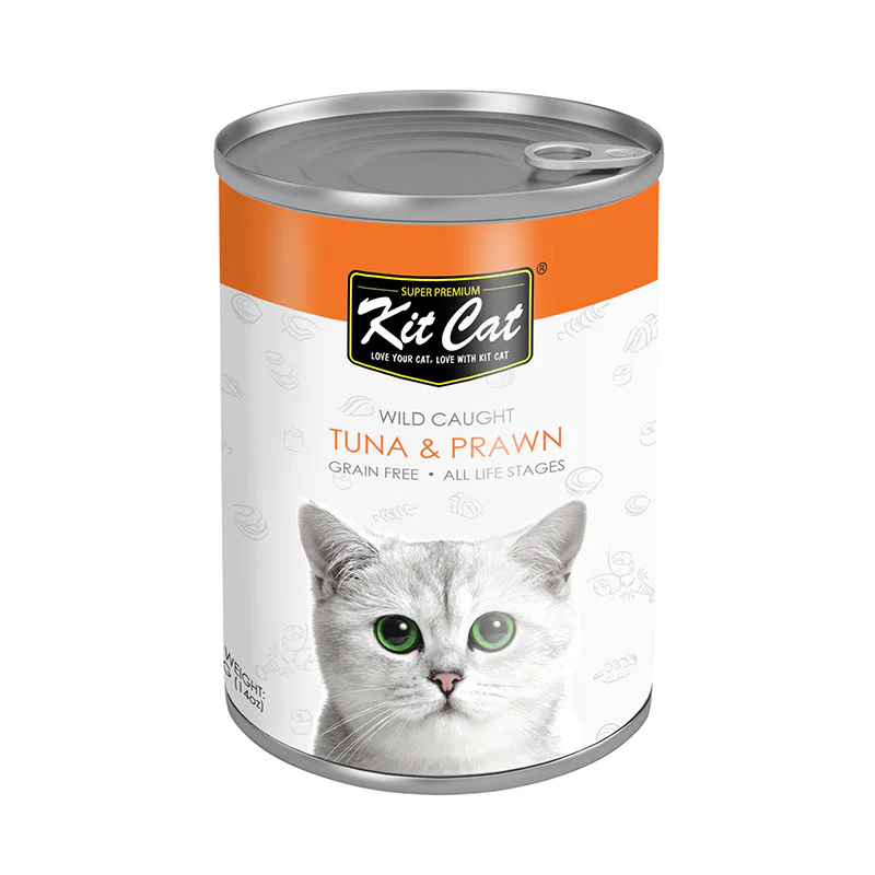 [4440] Kit Cat Wild Caught Tuna with Prawn Canned Cat Food 400g  (400 g)