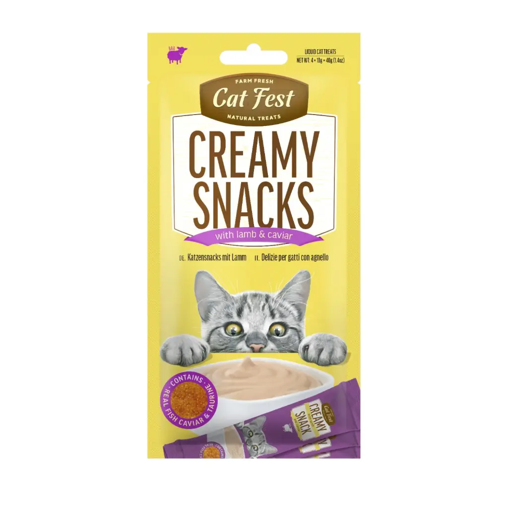 Cat Fest Lamb with Caviar Creamy Cat Treats - 4 x 10g