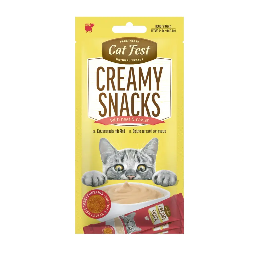 Cat Fest Beef With Caviar Creamy Cat Treats - 4 x 10g