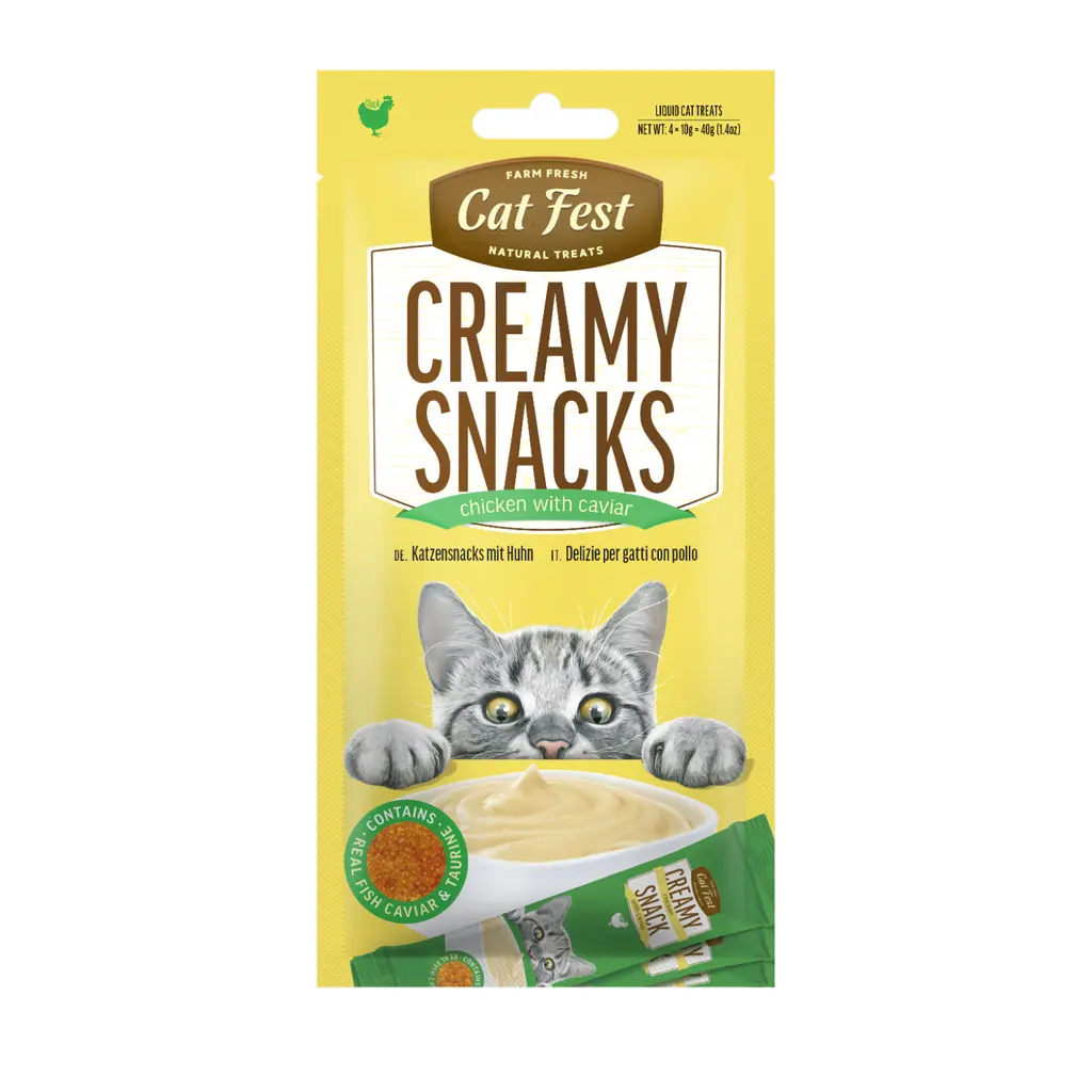 [79215090] Cat Fest Chicken With Caviar Creamy Cat Treats - 4 x 10g