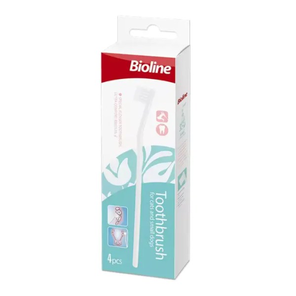 [06970117125122] Bioline Cat & Puppy Oral Health Toothbrush Set - 4 pc