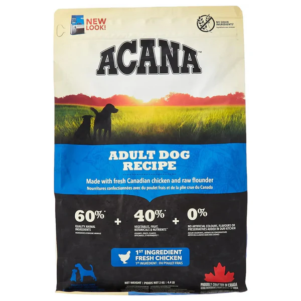 Acana Adult Dog Recipe Dry Dog Food - All Breeds - 6kg (2 kg)