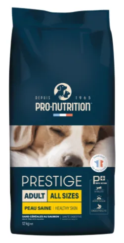 [3269878451209] Pro nutrition Prestige Dog Adult All Size Healthy Skin Salmon 12Kg - Grain Free