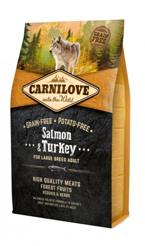 [8595602553709] Carnilove Salmon & Turkey Large Breed Grain-Free Adult Dry Dog Food - 4kg