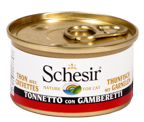 [SCPST21123303] Schesir Wet Food Tuna With Shrimps Delicious & Natural Wet Cat Food Can 140g