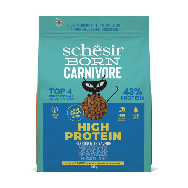 [SCINV23380206] Schesir Born Carnivore Grain Free Oven Baked Dry Food [High-Protein] For Cat - Herring & Salmon 255g