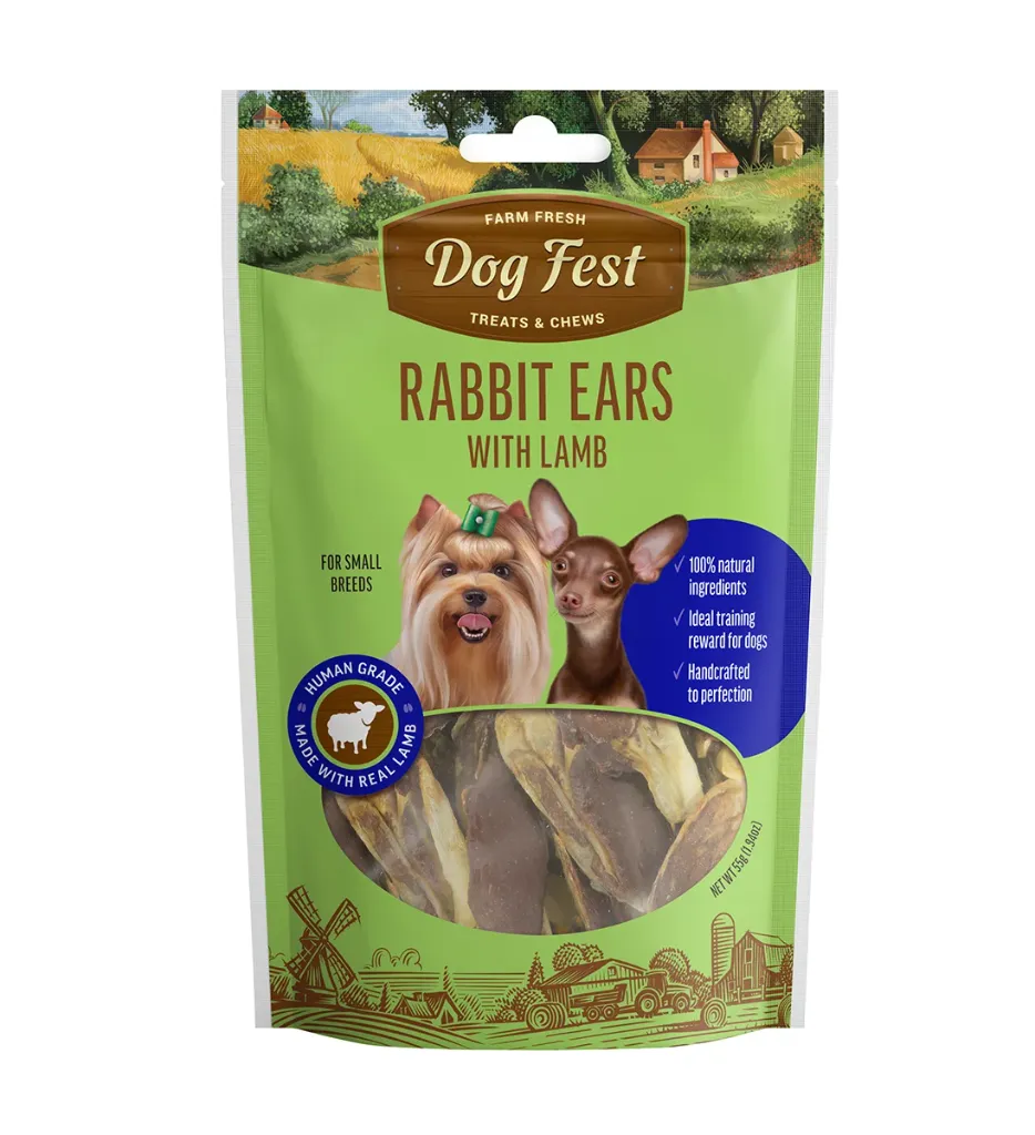 Dog Fest Rabbit Ears with Lamb for Mini-Dogs Treats - 55g