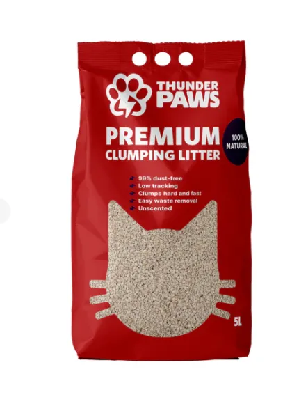 Thunder Paws Premium Hard Clumping Clay Cat Litter 5L