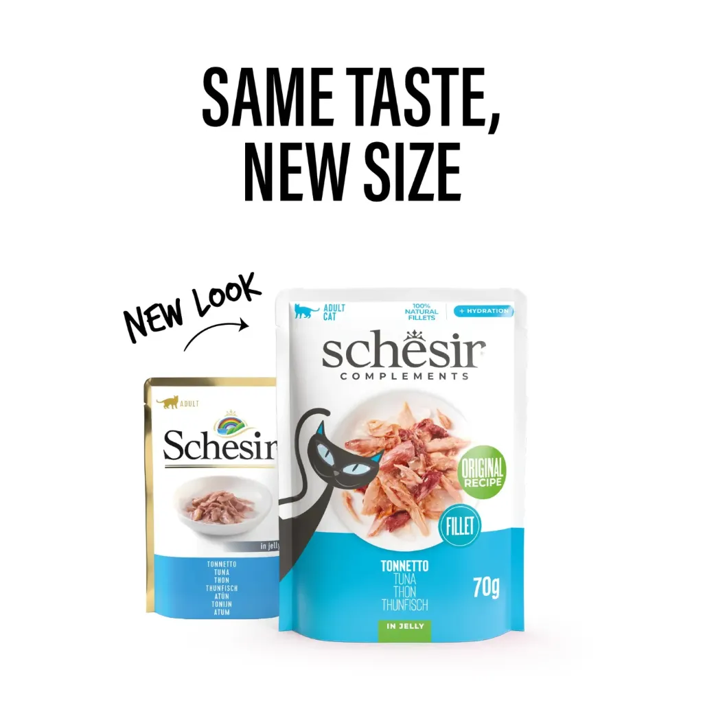 Schesir Complements Cat Wet Food in Jelly Pouch- Tuna 70g-12 pcs