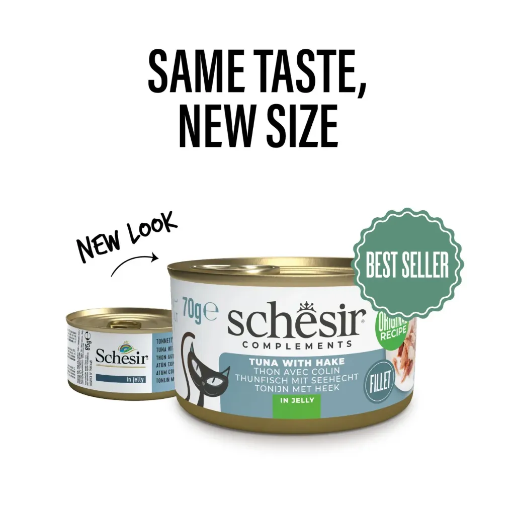 [SCPST21122403] Schesir Complements Cat Wet Food in Jelly Can- Tuna With Hake 70g [MOQ:12pcs]