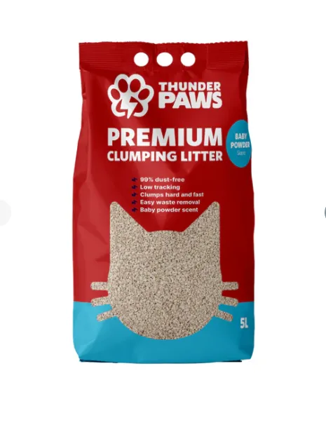 Thunder Paws Advance Care Baby Powder Clumping Cat Litter 5L