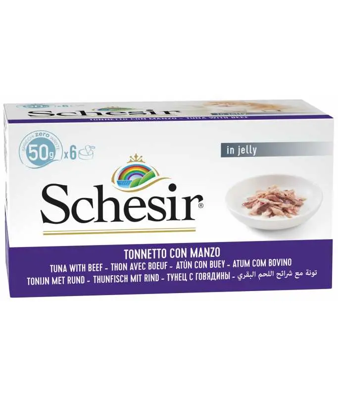 [SCPST21121104] Schesir Multipack Can Tuna With Beef Variety Pack Wet Cat Food Can 6x50g