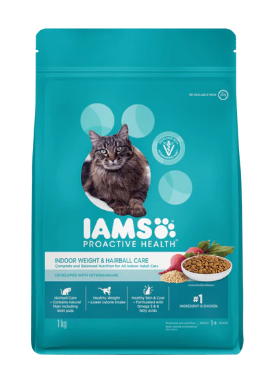 [106874-2] IAMS Proactive Health Indoor Weight & Hairball Care Dry Cat Food - 1KG