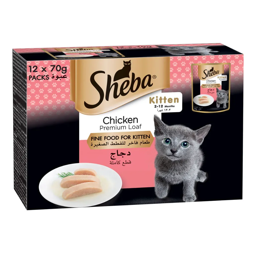 [103859-1] Sheba Fine Wet Cat Food Pouch Kitten Chicken Premium Loaf 12X70G