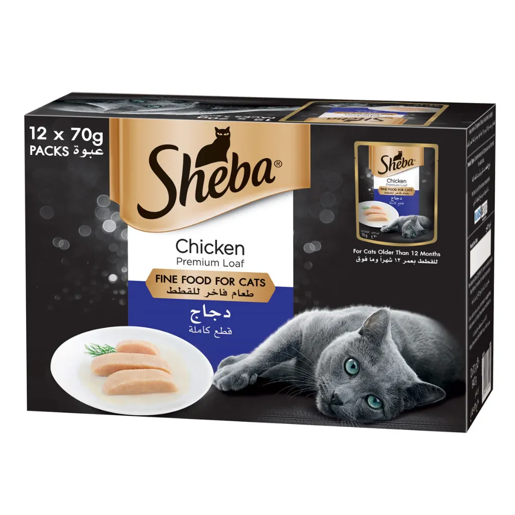 [103856-1] Sheba Fine Wet Cat Food Pouch Chicken Premium Loaf 12X70G