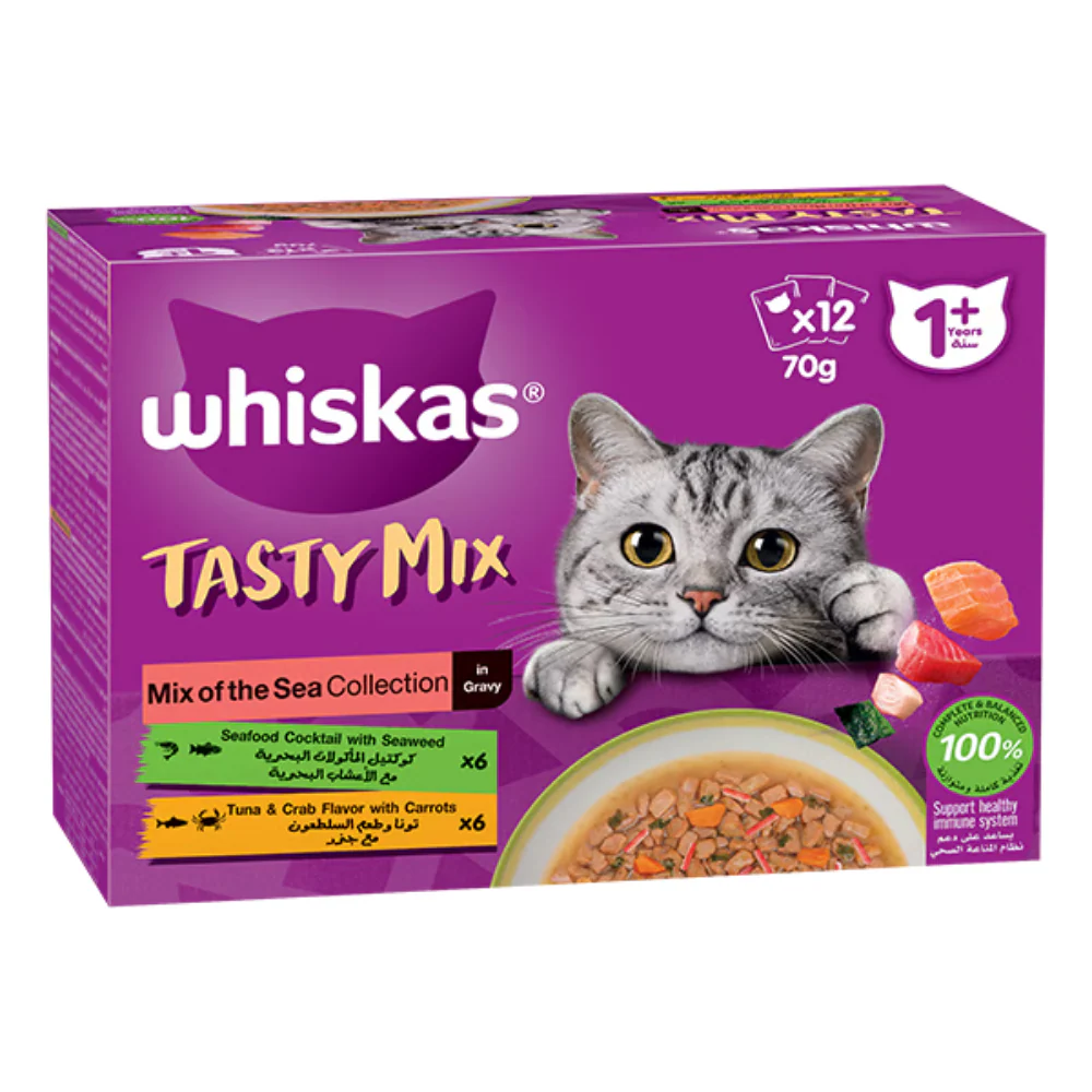 [102442-1] Whiskas Tasty Mix Sea Collection Wet Cat Food - 12x70G