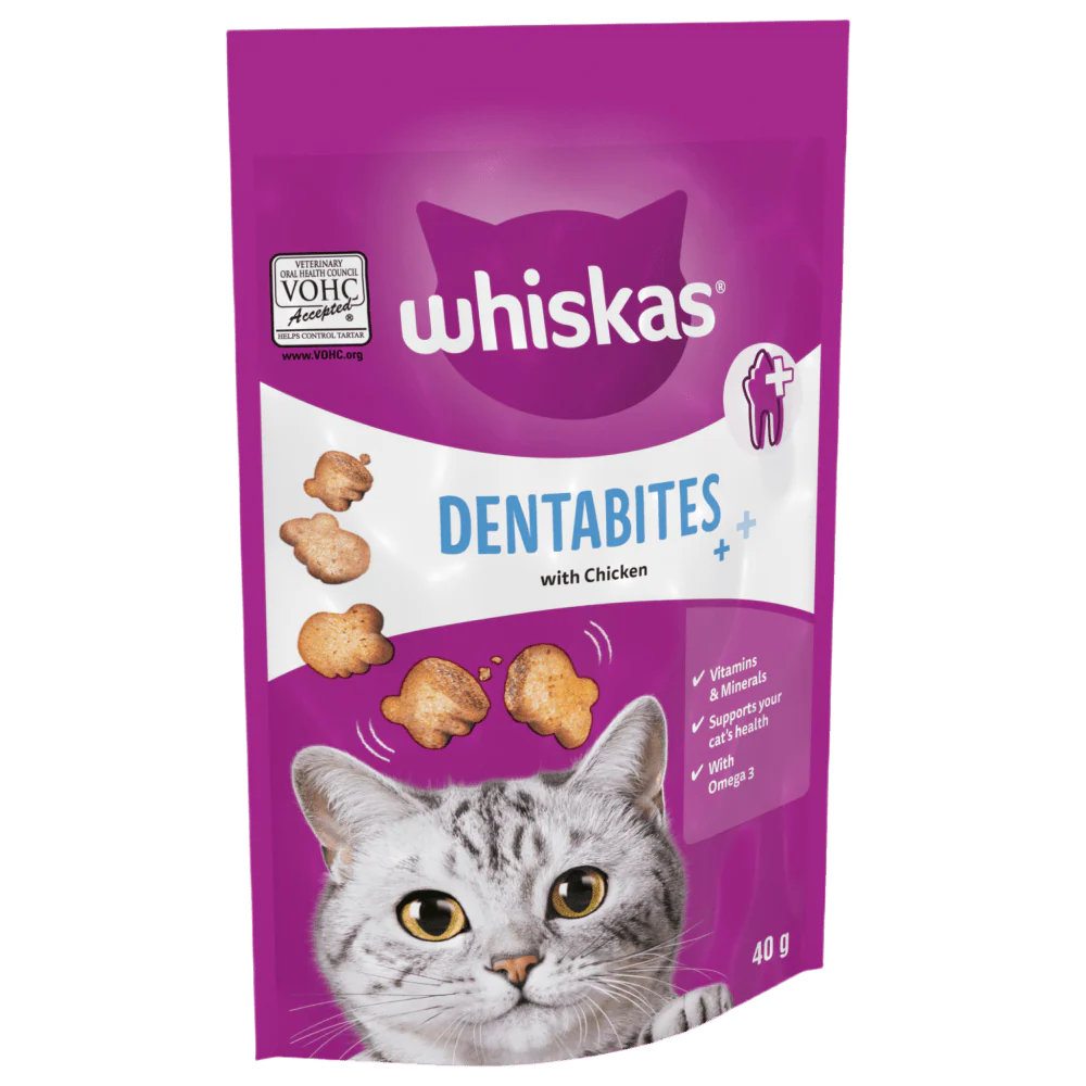 [110862-1] Whiskas DentaBites with Chicken Cat Treats - 40G