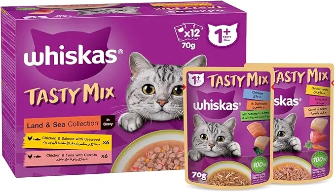 [110875-1] Whiskas Tasty Mix Land & Sea Collection Wet Cat Food - 12X70G