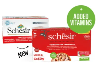 Schesir Nature Wet Food with Tuna & Shrimps in Jelly for Adult Cats 6x50 g