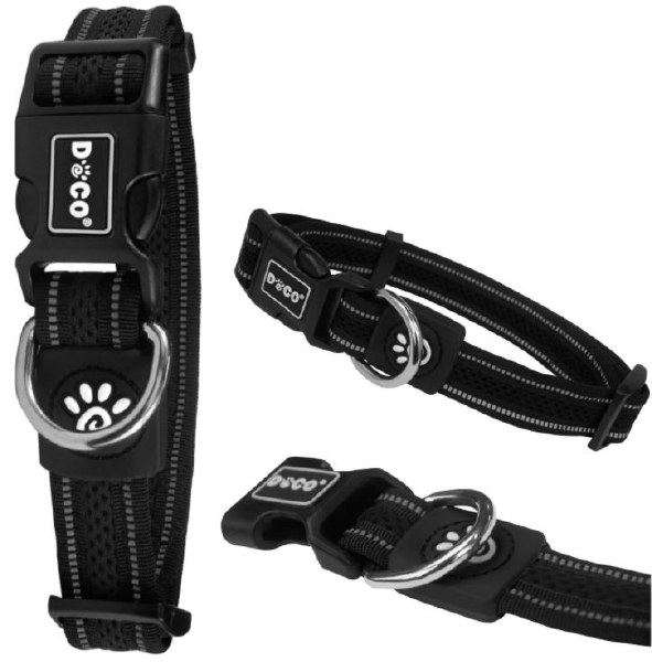 [DCS005-01L] Doco Double D-Ring Nylon Dog Collar Black - L