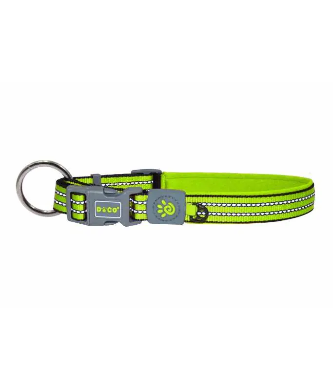 Doco Vario O-Ring Reflective Stitching Dog Collar Lemon - L