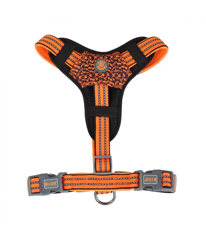 [DCV206-S8M] Doco Vario Chest Plate Neoprene Dog Harness Safety Orange - Medium