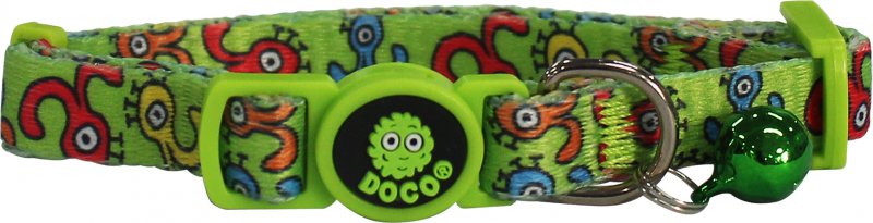 [DCAT002-AT] Doco Loco Green Monster Pattern Cat Collar - 1 Unit