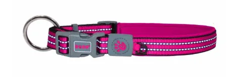DOCO Vario Reflective Stitching O-Ring Dog Collar Raspberry Pink - XL