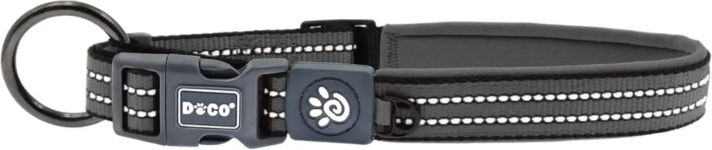 DOCO Vario Reflective Stitching O-Ring Dog Collar Grey - S
