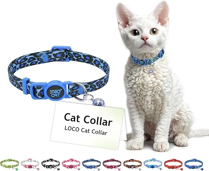 [DCAT002-O2] DOCO Loco Blue Leopard Pattern Cat Collar - 1 Unit
