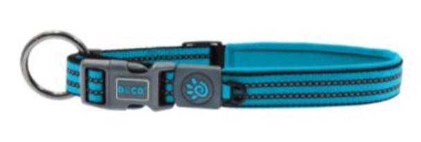 [DCV006-11M] Doco Vario Reflective Stitching O-Ring Dog Collar Light Blue - 44-55cm