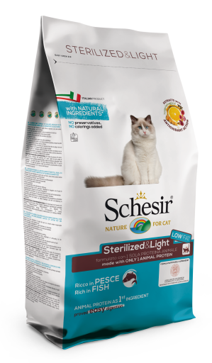 [C02044750] Schesir Cat Dry Food-Sterilized & Light-Fish 1.5kg