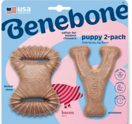 Benebone Puppy 2-Pack Dental Chew/Wishbone (Tiny) – Bacon
