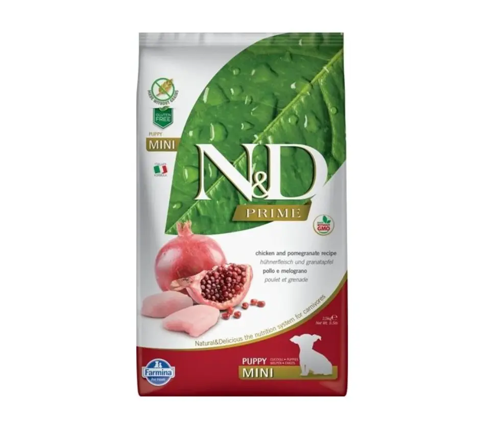 [8010276035998] Farmina N&D Prime Chicken & Pomegranate Puppy Mini Dry Food Bag 2.5Kg