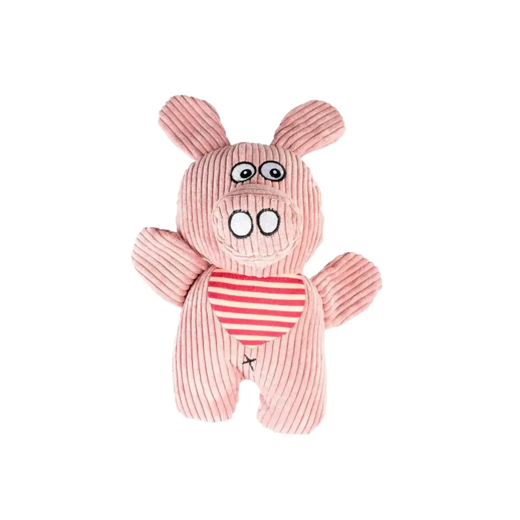 [L13439] Duvo+ Corduroy White & Pink Plush Pig Dog Toy - 24cm
