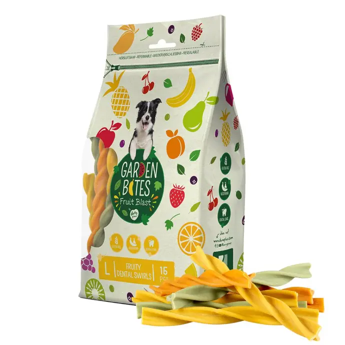 [LR12716] Duvo+ Garden Bites Fruity Dental Swirls Vegan Dog Treats - 16cm - 15 pc