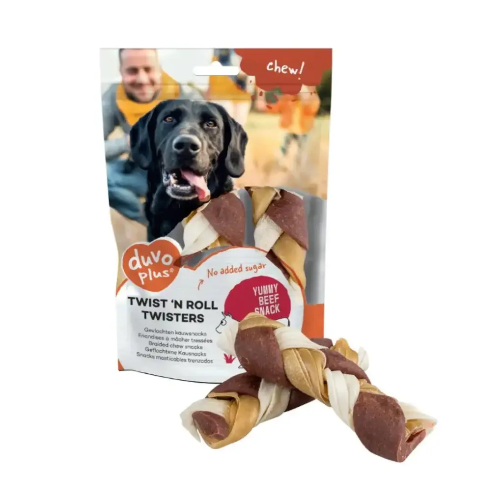 [LR12668] Duvo Twist'N Roll Twisters Beef Treat Pack 2 Pcs, 12.5cm, Large