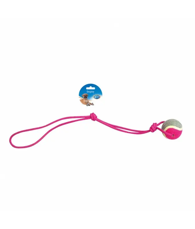 Duvo Knotted Cotton Pendulum & 1Knot & Tennis Ball Grey/Pink 60cmLength: 60cm
