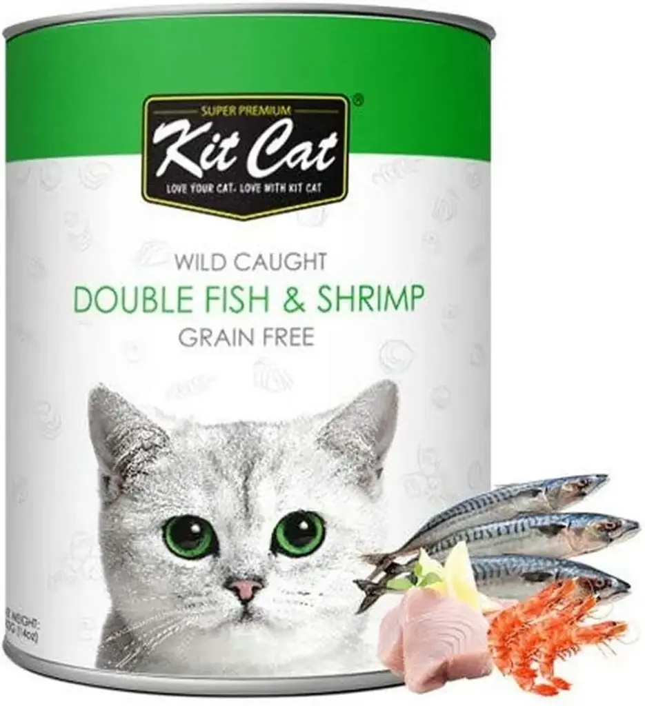 [4133] Kit Cat Wild Caught Grain-Free Wet Cat Food Double Fish & Shrimp Wet Cat Food Can 400g