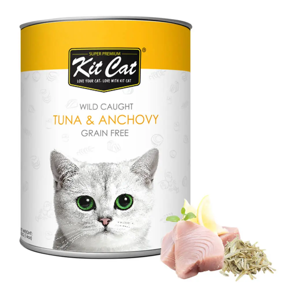 Kit Cat Wild Caught Grain-Free Wet Cat Food Tuna & Anchovy Wet Cat Food Can 400g