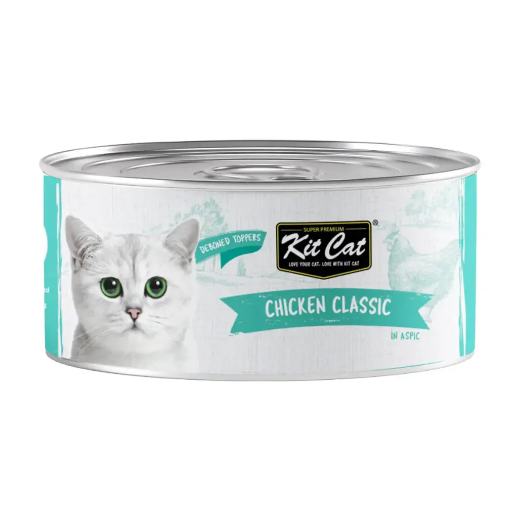 Kit Cat Classic Grain-Free Wet Cat Food Topper Chicken Wet Cat Food Can 80g