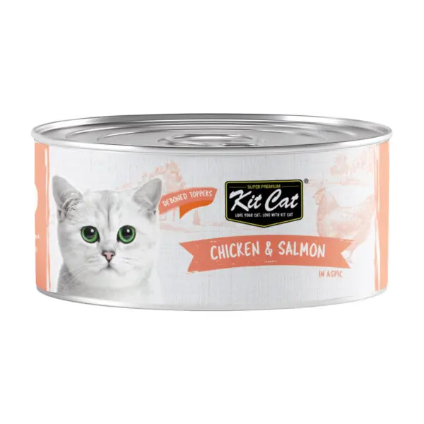 [4125] Kit Cat Grain Free Wet Cat Food Topper Chicken & Salmon Wet Cat Food Can 80g