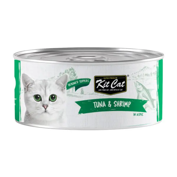 [4132] Kit Cat Grain Free Wet Cat Food Topper Tuna & Shrimp Wet Cat Food Can 80g
