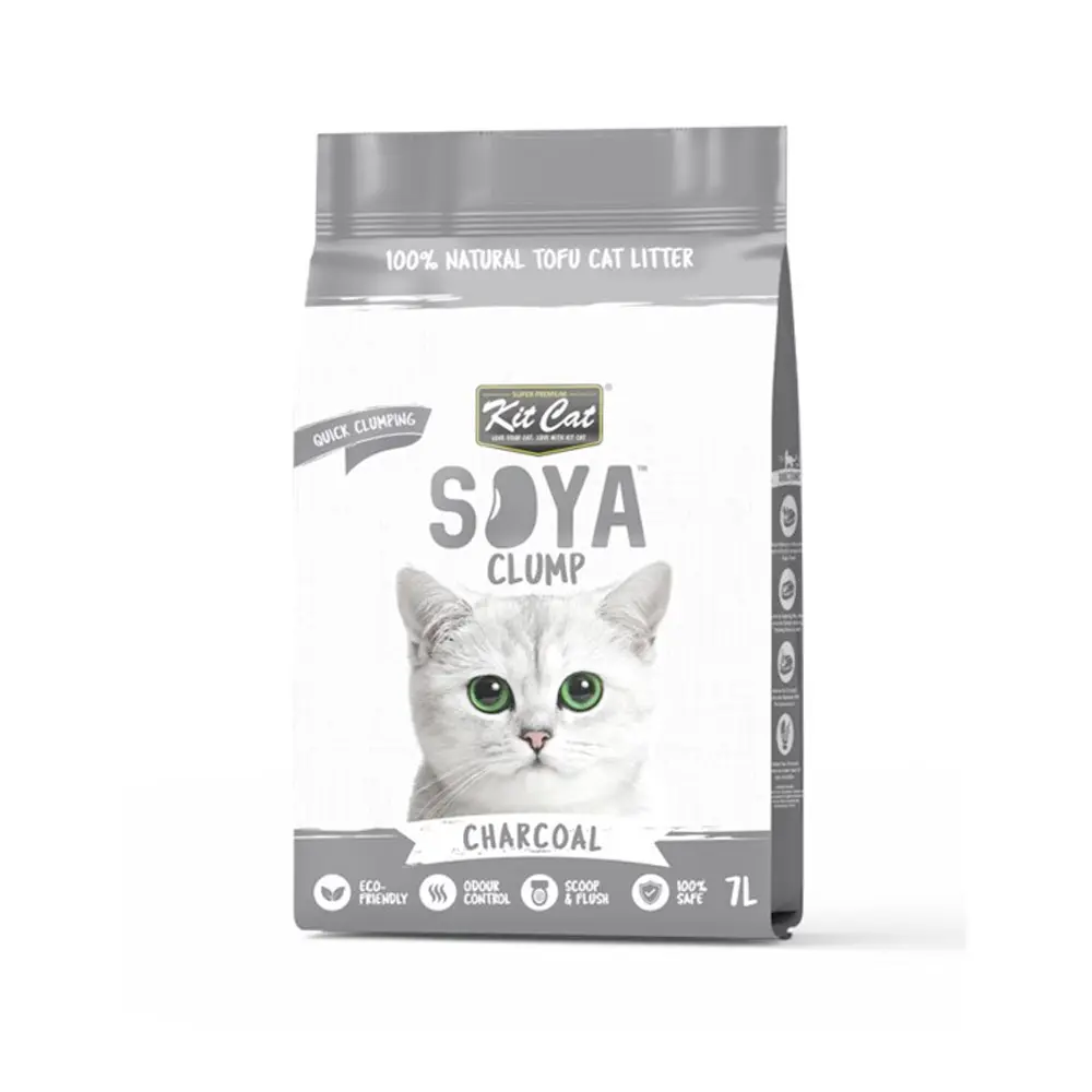 [4175] Kit Kit Cat Soya Clump Tofu Cat Litter – Charcoal Scent, 7L (Cat) – 7L