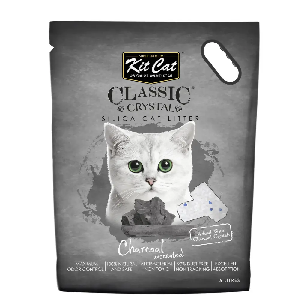 Kit Cat Classic Crystal Cat Litter – Charcoal  (5 L)