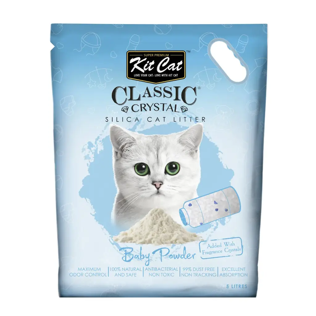 [8487] Kit Kit Cat Classic Crystal Cat Litter – Baby Powder (5 Litres) (Cat) – 5 L