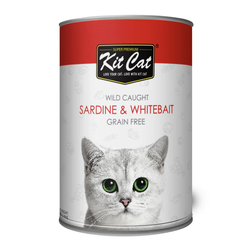 [HARRLR] Kit Kit Cat Wild Caught Sardine & Whitebait Grain-Free Wet Cat Food – 400g Can (Cat) – 400g
