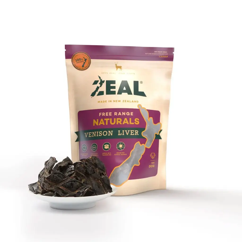 Zeal Free Range Natural Venison Liver Dog Treats Pouch 125g